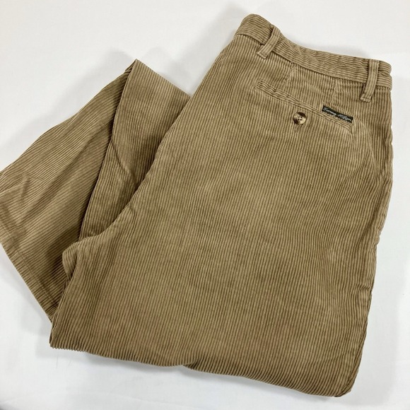 VTG 90s Tommy Hilfiger Corduroy Pants Mens 38x32 Brown Straight Leg Loose Baggy - Picture 1 of 8